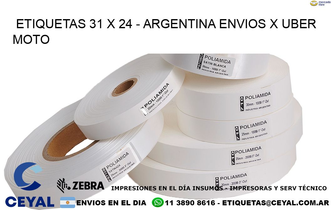 ETIQUETAS 31 x 24 - ARGENTINA ENVIOS X UBER MOTO