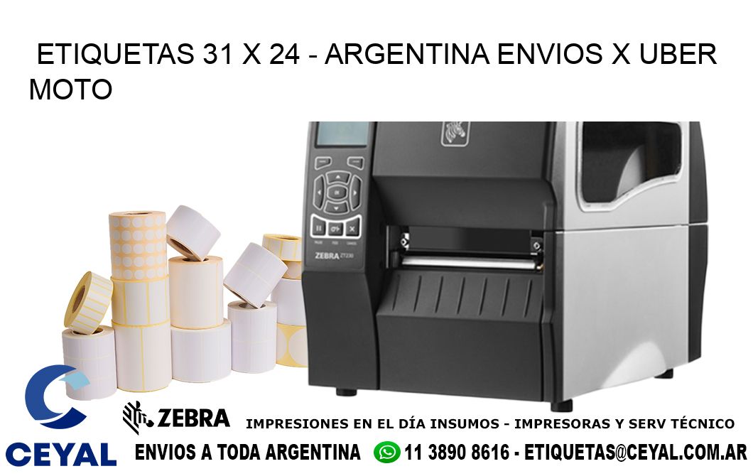 ETIQUETAS 31 x 24 - ARGENTINA ENVIOS X UBER MOTO