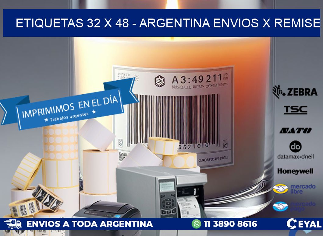 ETIQUETAS 32 x 48 - ARGENTINA ENVIOS X REMISE