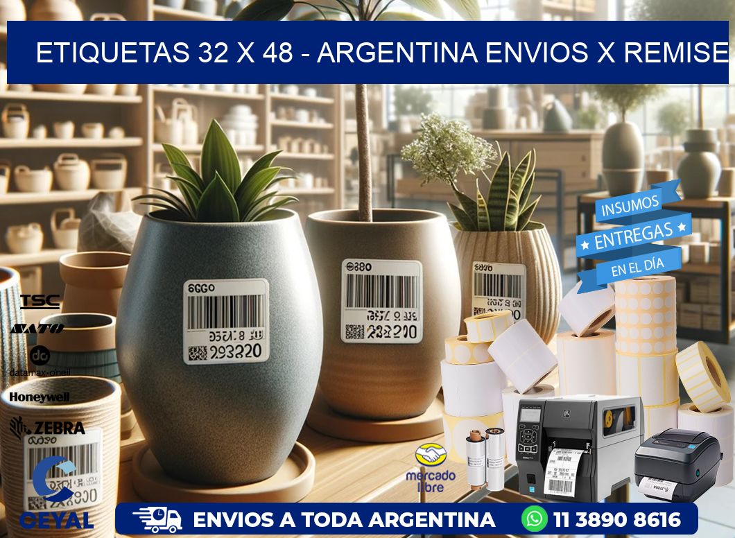 ETIQUETAS 32 x 48 - ARGENTINA ENVIOS X REMISE