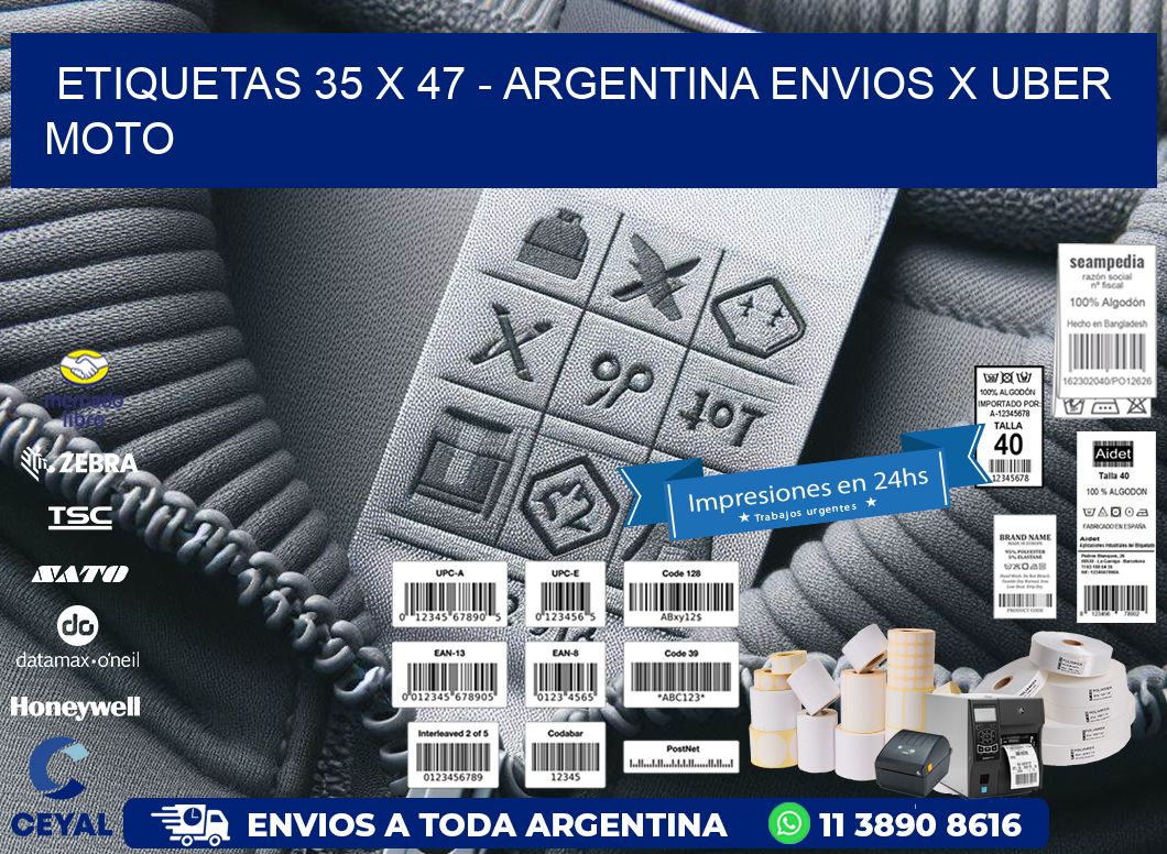 ETIQUETAS 35 x 47 - ARGENTINA ENVIOS X UBER MOTO