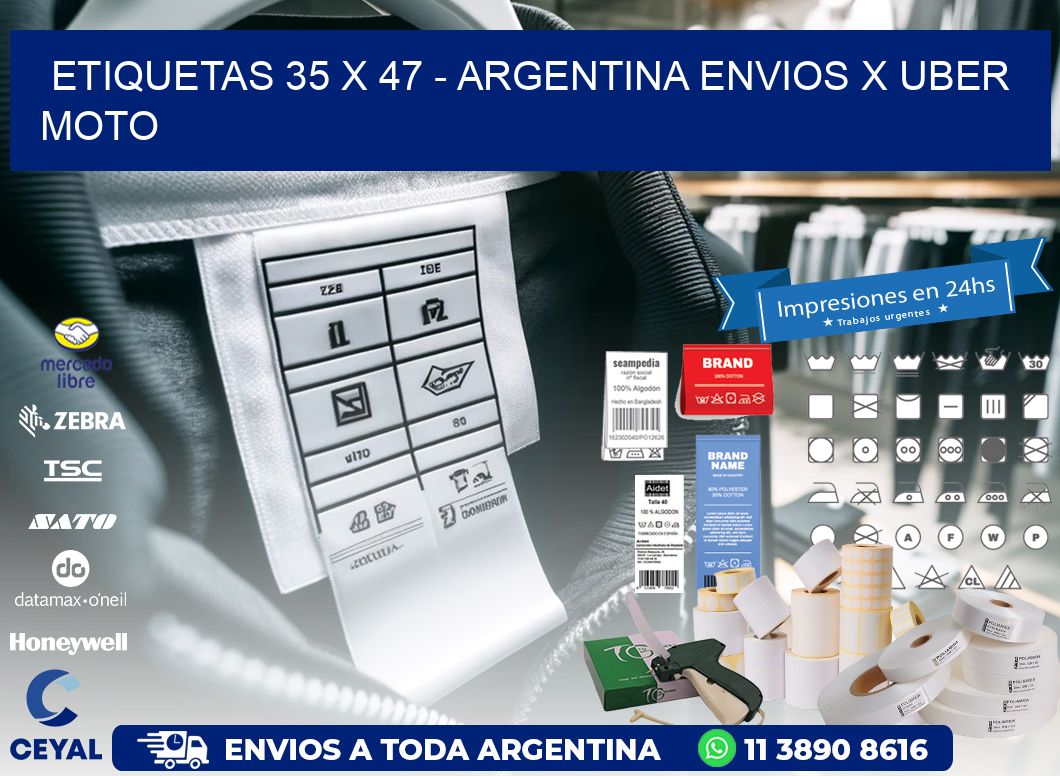 ETIQUETAS 35 x 47 - ARGENTINA ENVIOS X UBER MOTO