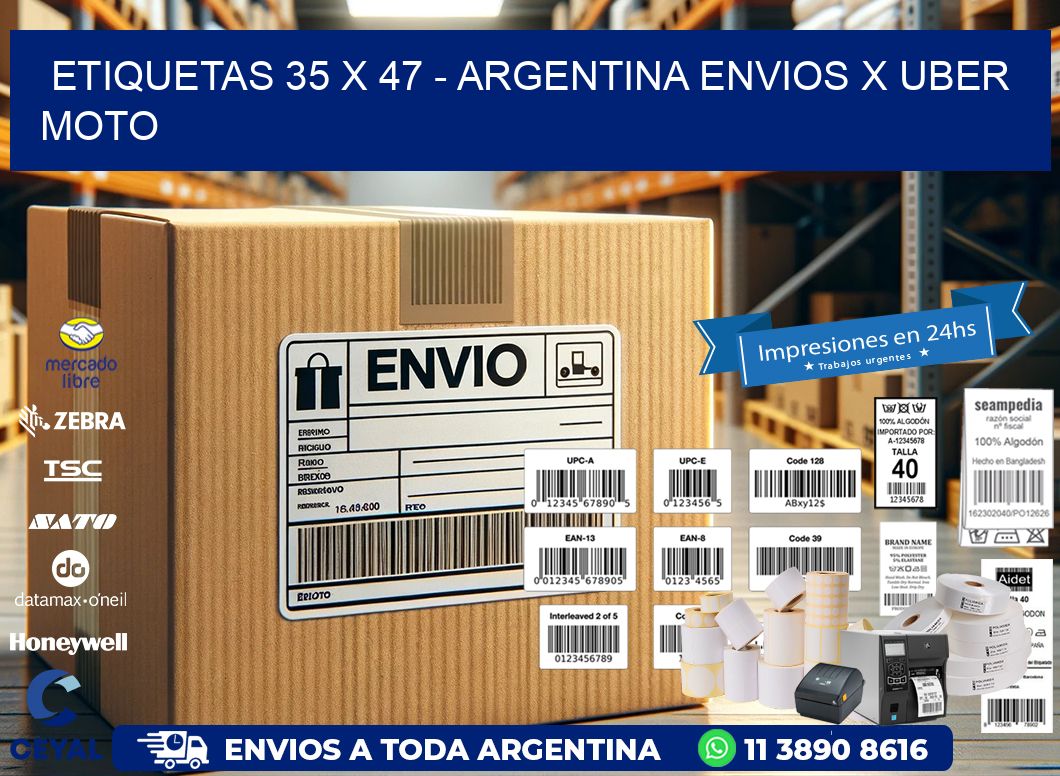 ETIQUETAS 35 x 47 – ARGENTINA ENVIOS X UBER MOTO