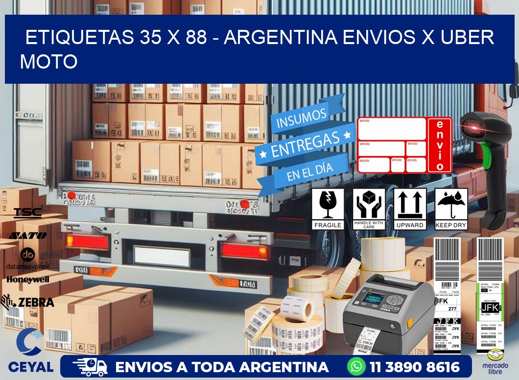 ETIQUETAS 35 x 88 - ARGENTINA ENVIOS X UBER MOTO