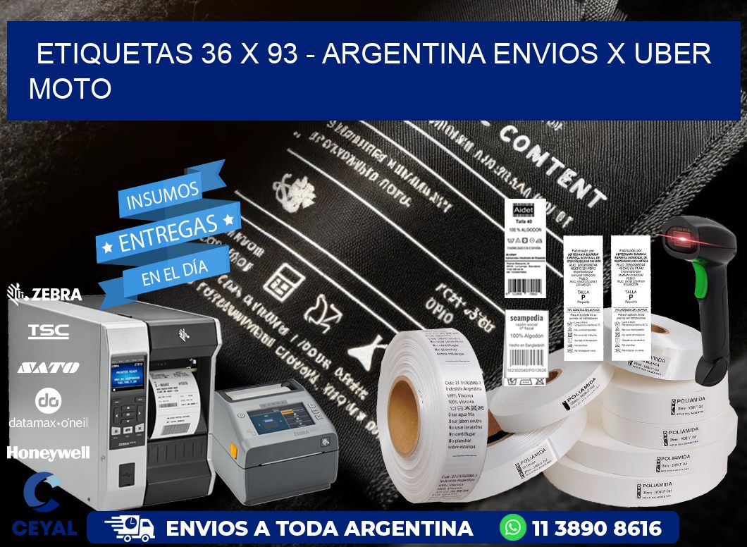 ETIQUETAS 36 x 93 - ARGENTINA ENVIOS X UBER MOTO