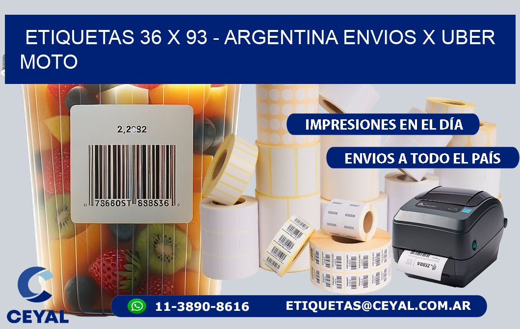 ETIQUETAS 36 x 93 - ARGENTINA ENVIOS X UBER MOTO