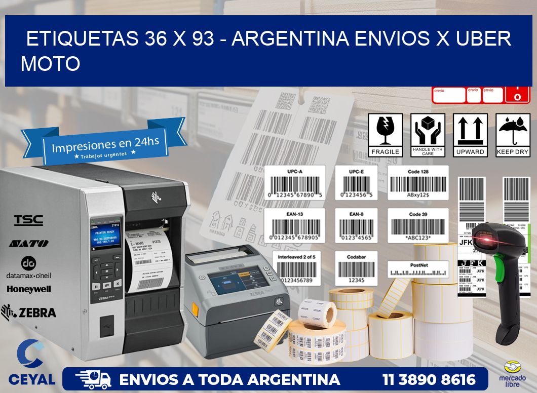 ETIQUETAS 36 x 93 – ARGENTINA ENVIOS X UBER MOTO