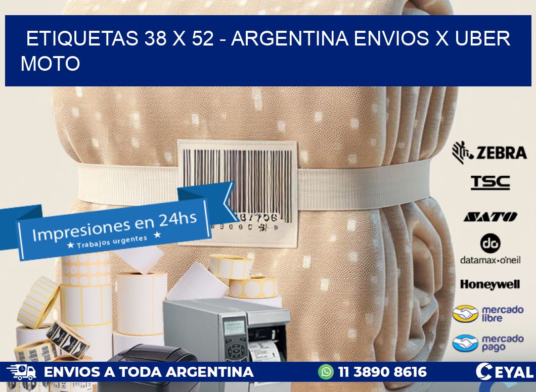 ETIQUETAS 38 x 52 - ARGENTINA ENVIOS X UBER MOTO