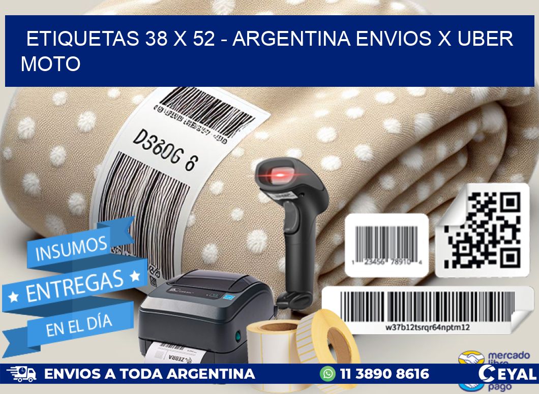 ETIQUETAS 38 x 52 - ARGENTINA ENVIOS X UBER MOTO