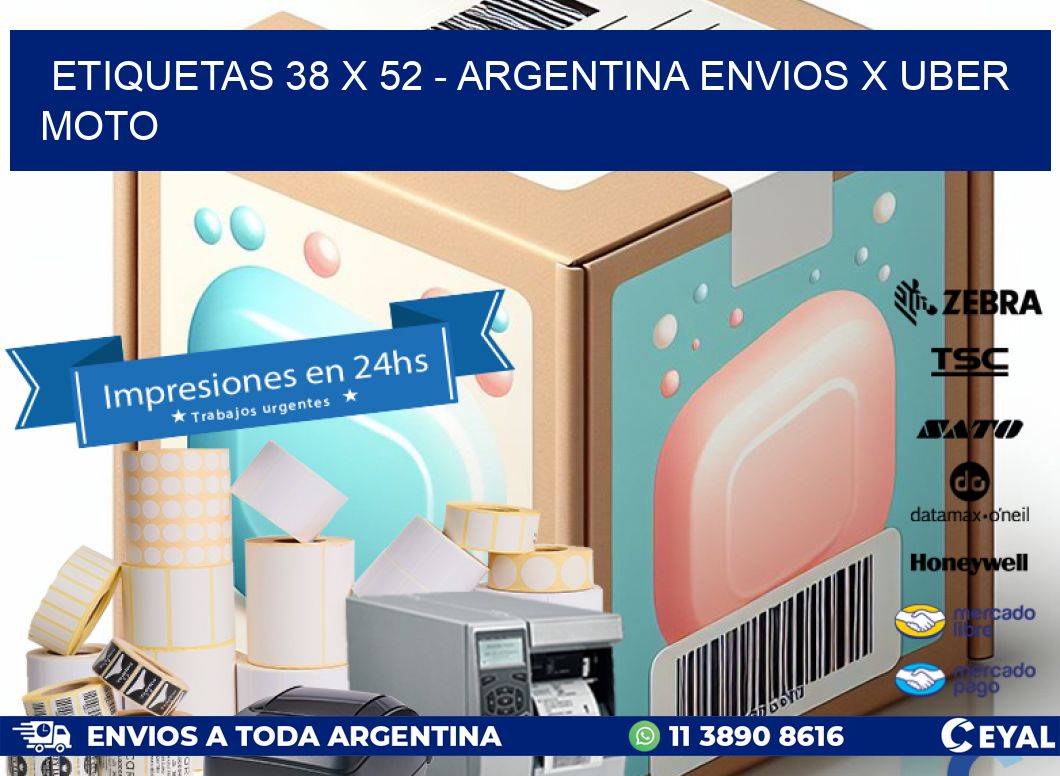 ETIQUETAS 38 x 52 - ARGENTINA ENVIOS X UBER MOTO