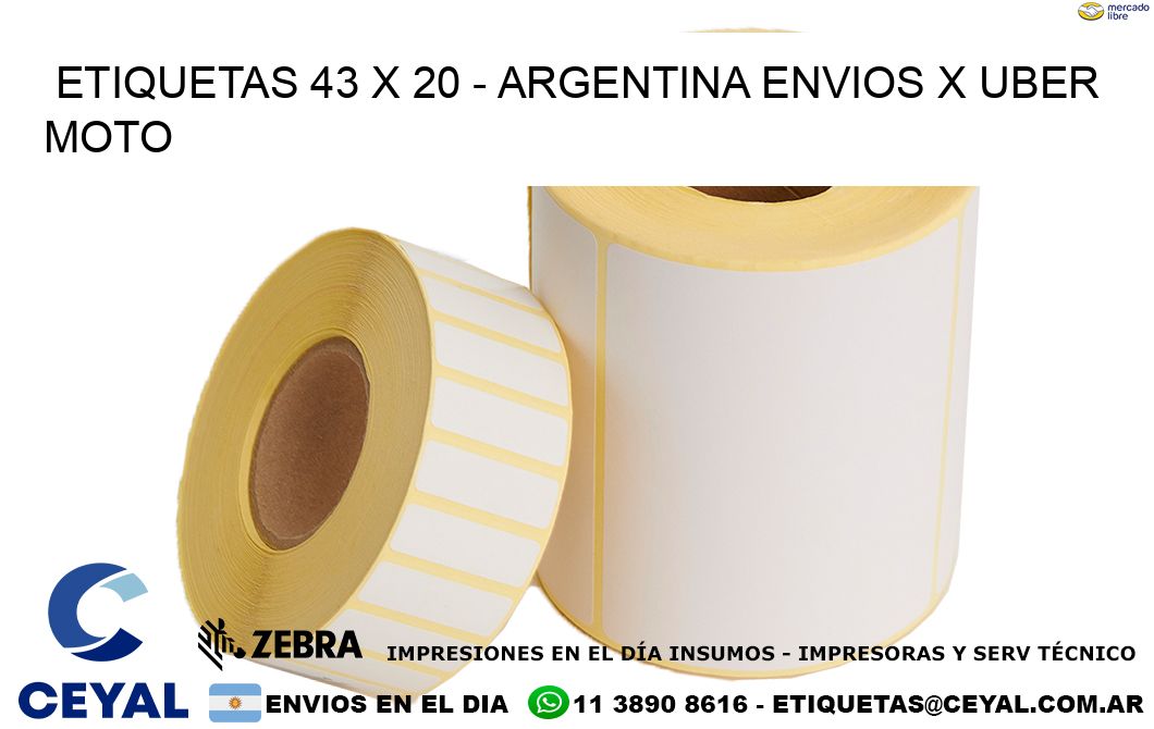 ETIQUETAS 43 x 20 - ARGENTINA ENVIOS X UBER MOTO