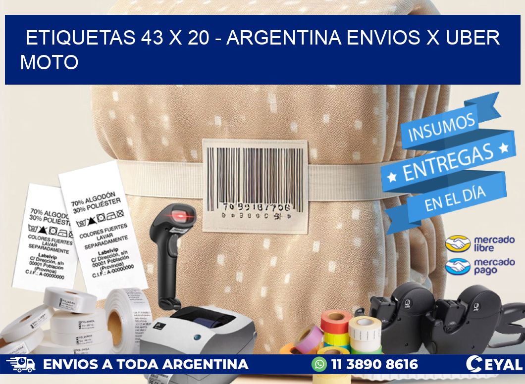 ETIQUETAS 43 x 20 – ARGENTINA ENVIOS X UBER MOTO