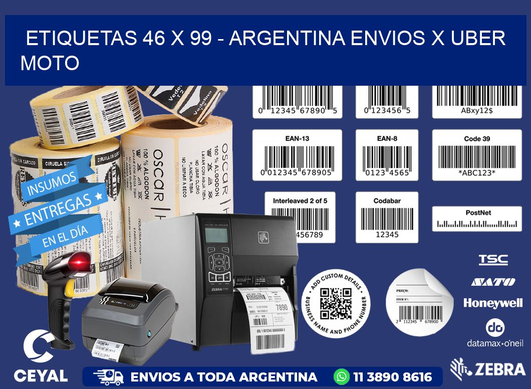 ETIQUETAS 46 x 99 - ARGENTINA ENVIOS X UBER MOTO