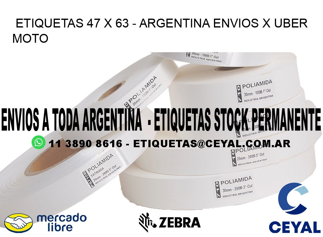 ETIQUETAS 47 x 63 - ARGENTINA ENVIOS X UBER MOTO