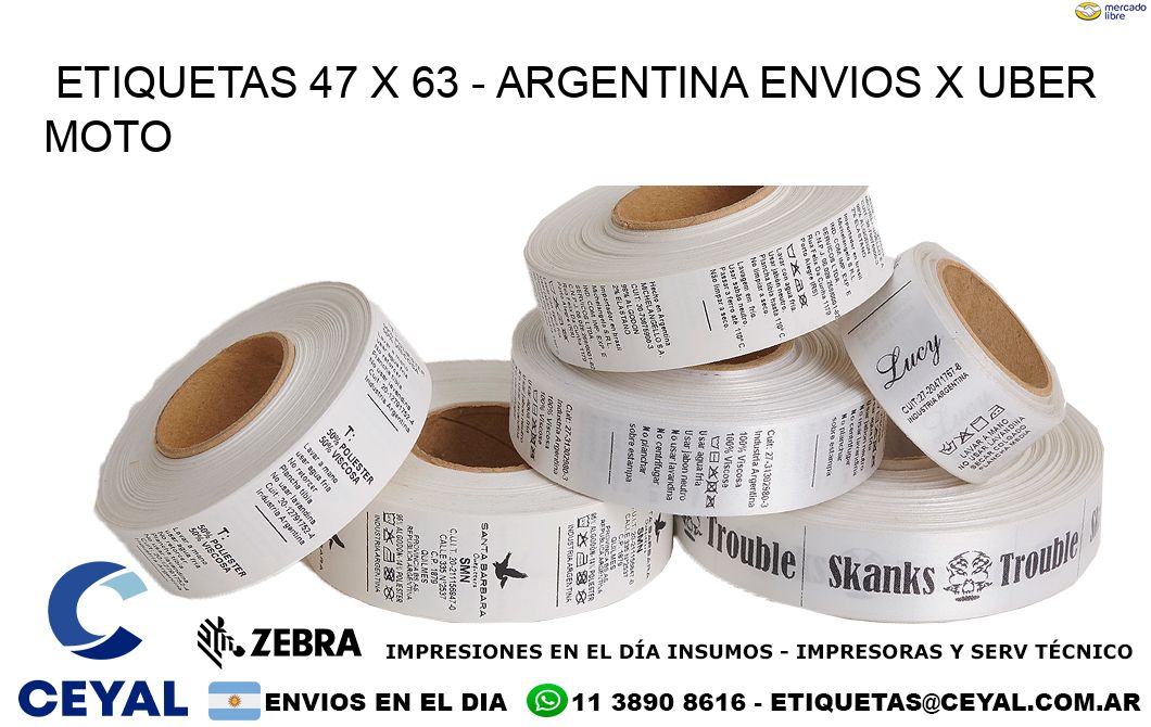 ETIQUETAS 47 x 63 - ARGENTINA ENVIOS X UBER MOTO