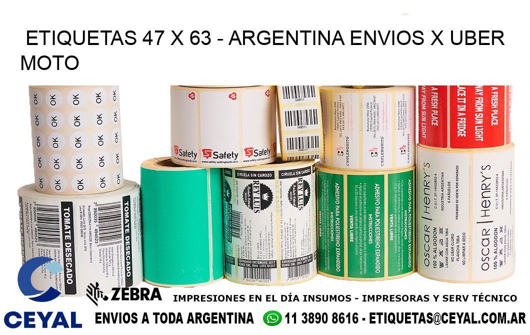 ETIQUETAS 47 x 63 - ARGENTINA ENVIOS X UBER MOTO