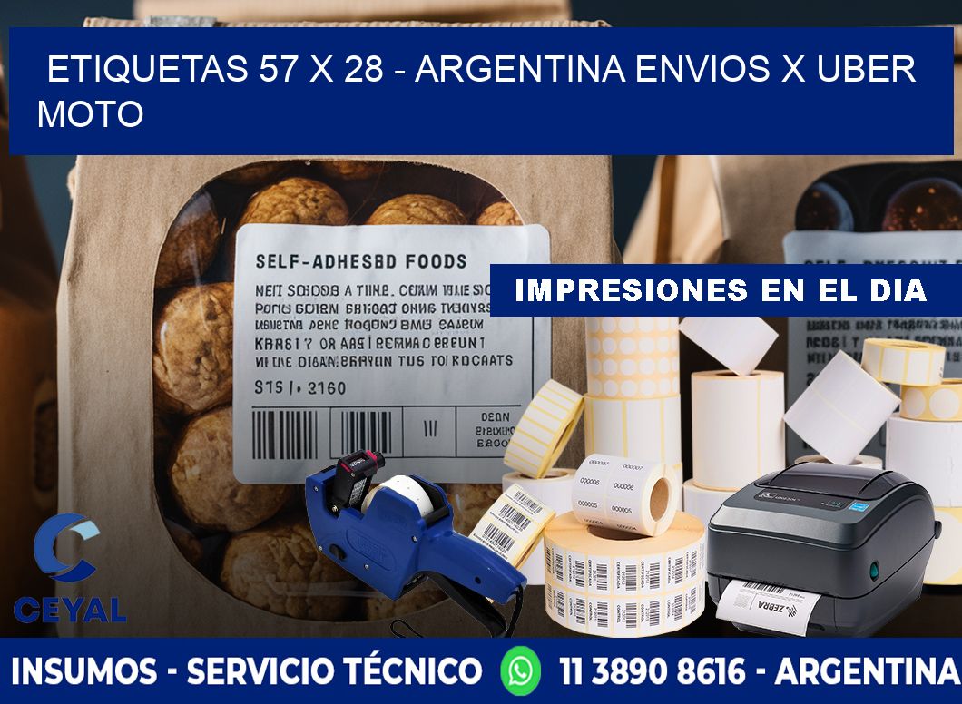 ETIQUETAS 57 x 28 - ARGENTINA ENVIOS X UBER MOTO