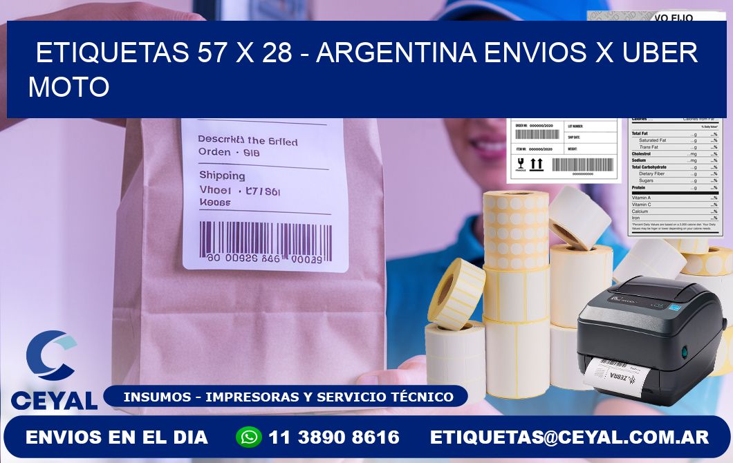 ETIQUETAS 57 x 28 - ARGENTINA ENVIOS X UBER MOTO