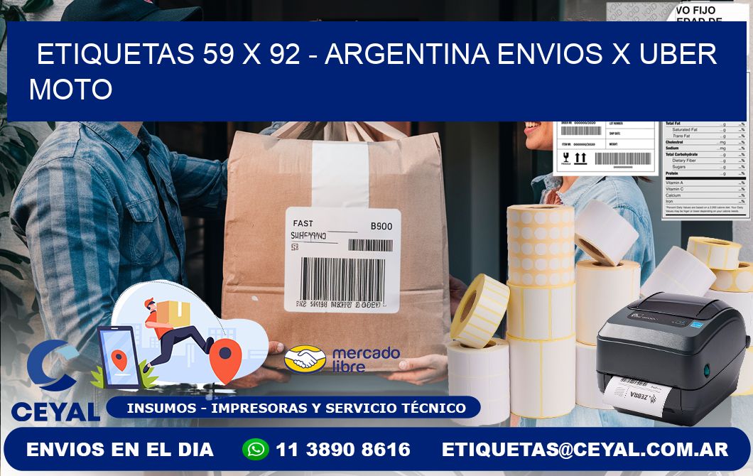 ETIQUETAS 59 x 92 - ARGENTINA ENVIOS X UBER MOTO