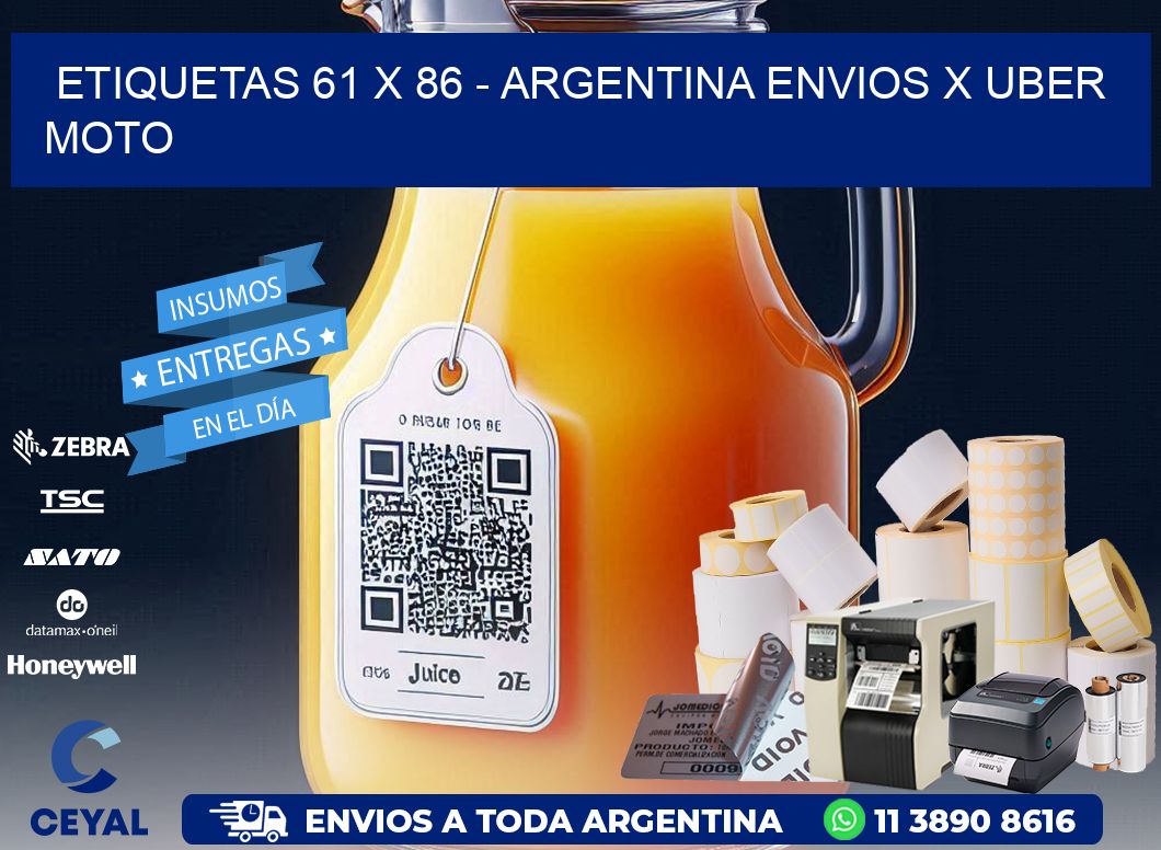 ETIQUETAS 61 x 86 - ARGENTINA ENVIOS X UBER MOTO