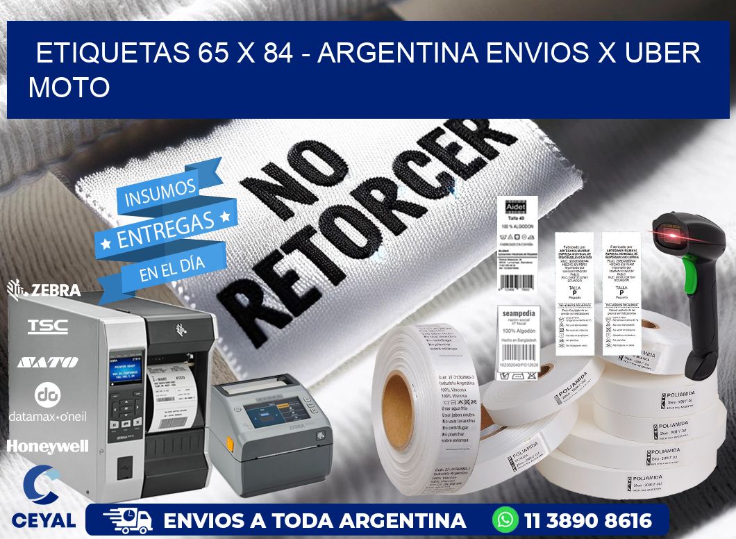 ETIQUETAS 65 x 84 - ARGENTINA ENVIOS X UBER MOTO