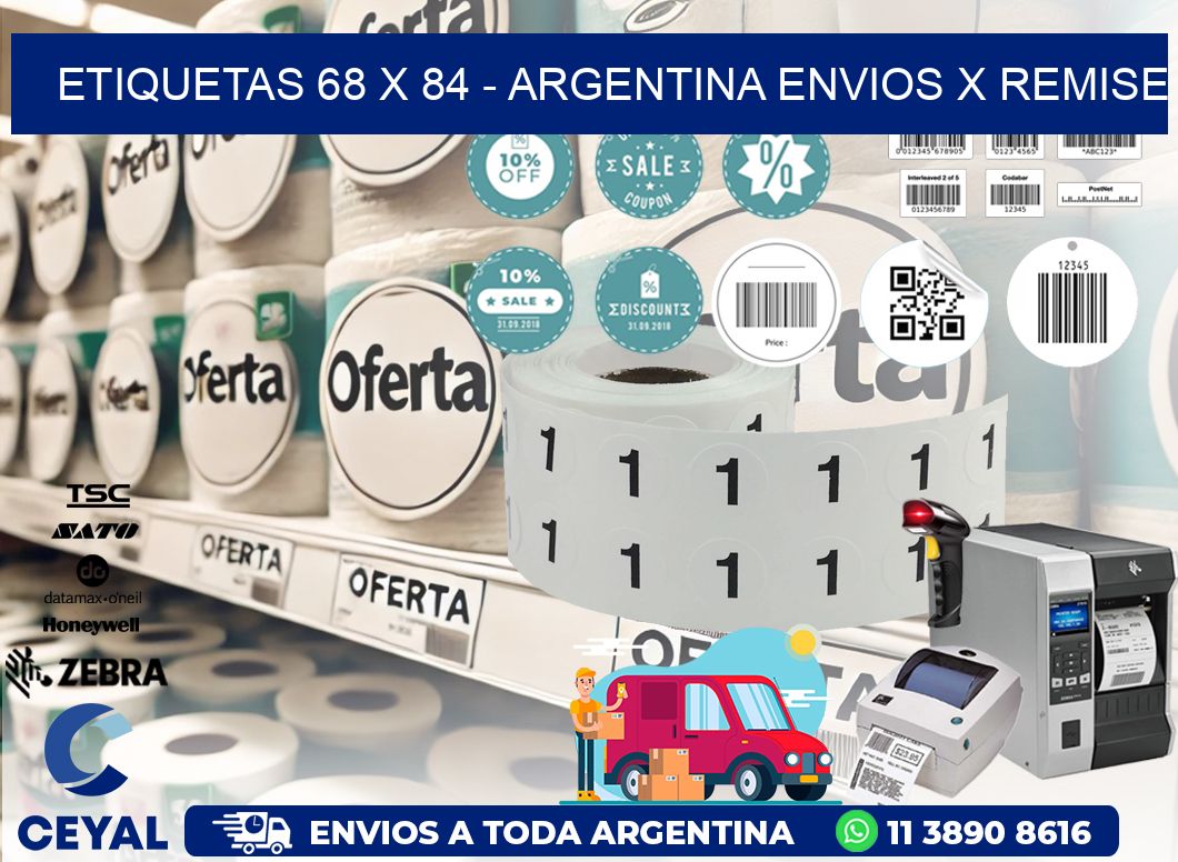 ETIQUETAS 68 x 84 - ARGENTINA ENVIOS X REMISE