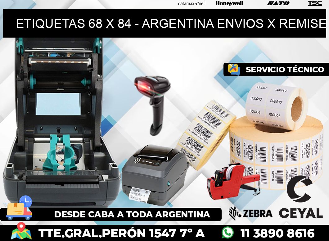 ETIQUETAS 68 x 84 - ARGENTINA ENVIOS X REMISE