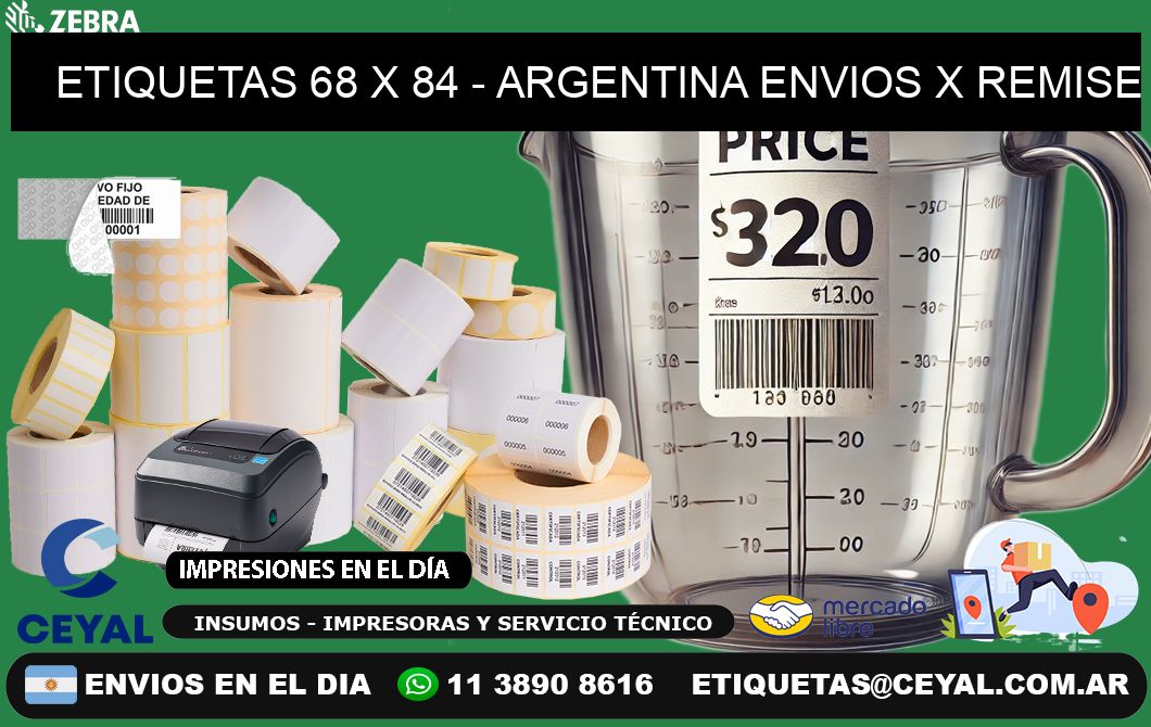 ETIQUETAS 68 x 84 - ARGENTINA ENVIOS X REMISE