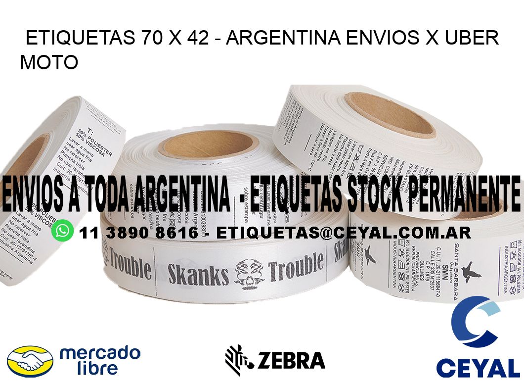 ETIQUETAS 70 x 42 - ARGENTINA ENVIOS X UBER MOTO