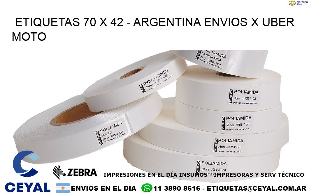 ETIQUETAS 70 x 42 - ARGENTINA ENVIOS X UBER MOTO