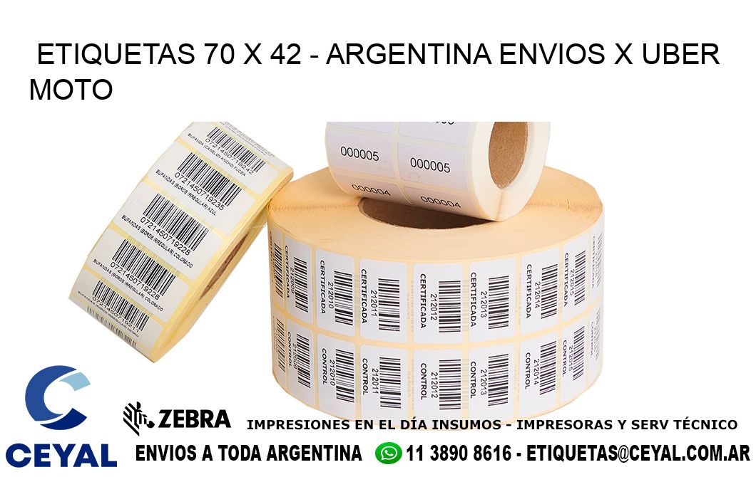 ETIQUETAS 70 x 42 - ARGENTINA ENVIOS X UBER MOTO