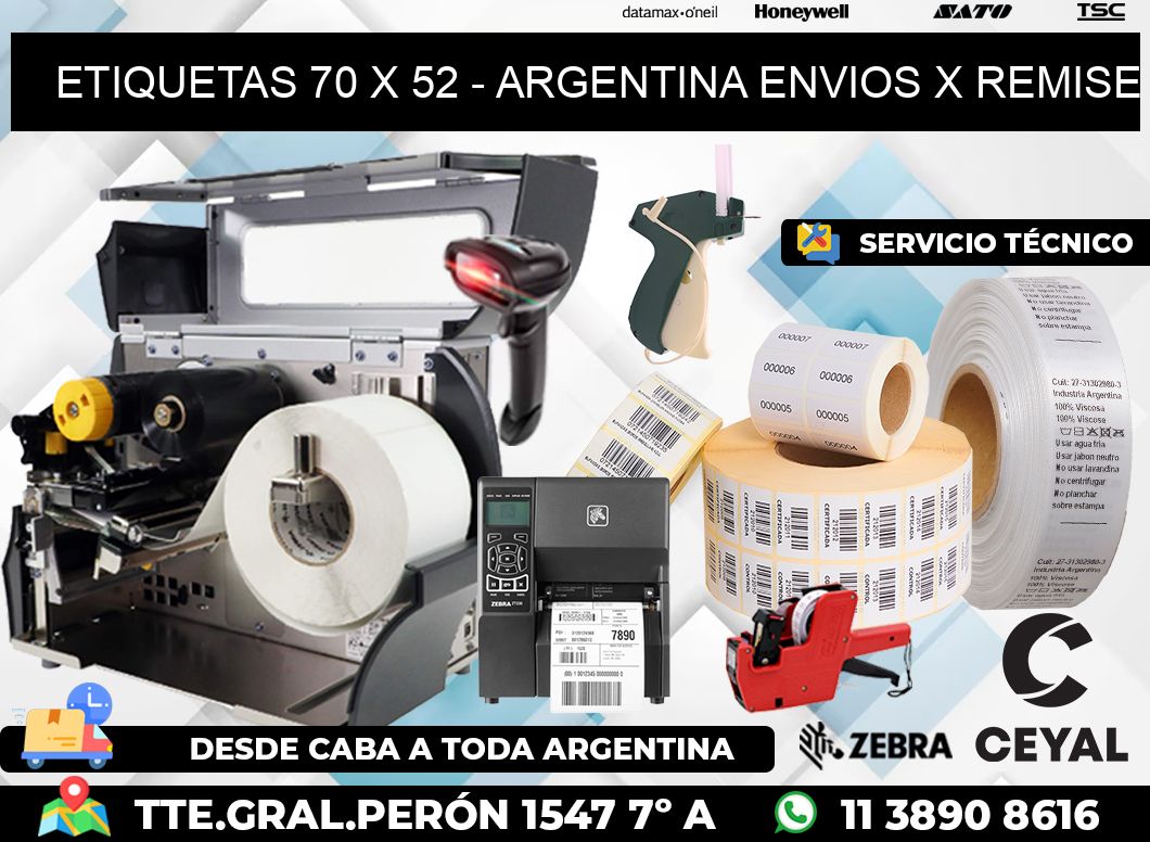 ETIQUETAS 70 x 52 - ARGENTINA ENVIOS X REMISE