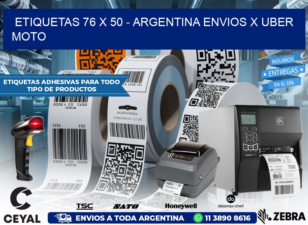 ETIQUETAS 76 x 50 – ARGENTINA ENVIOS X UBER MOTO