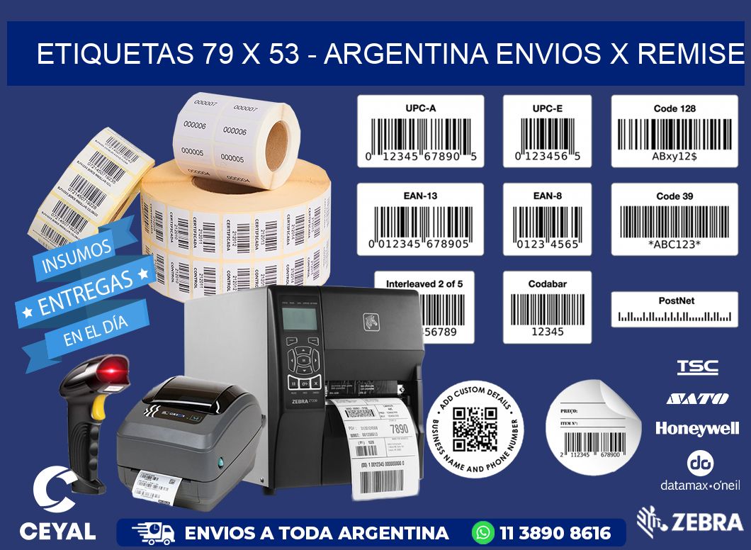 ETIQUETAS 79 x 53 - ARGENTINA ENVIOS X REMISE