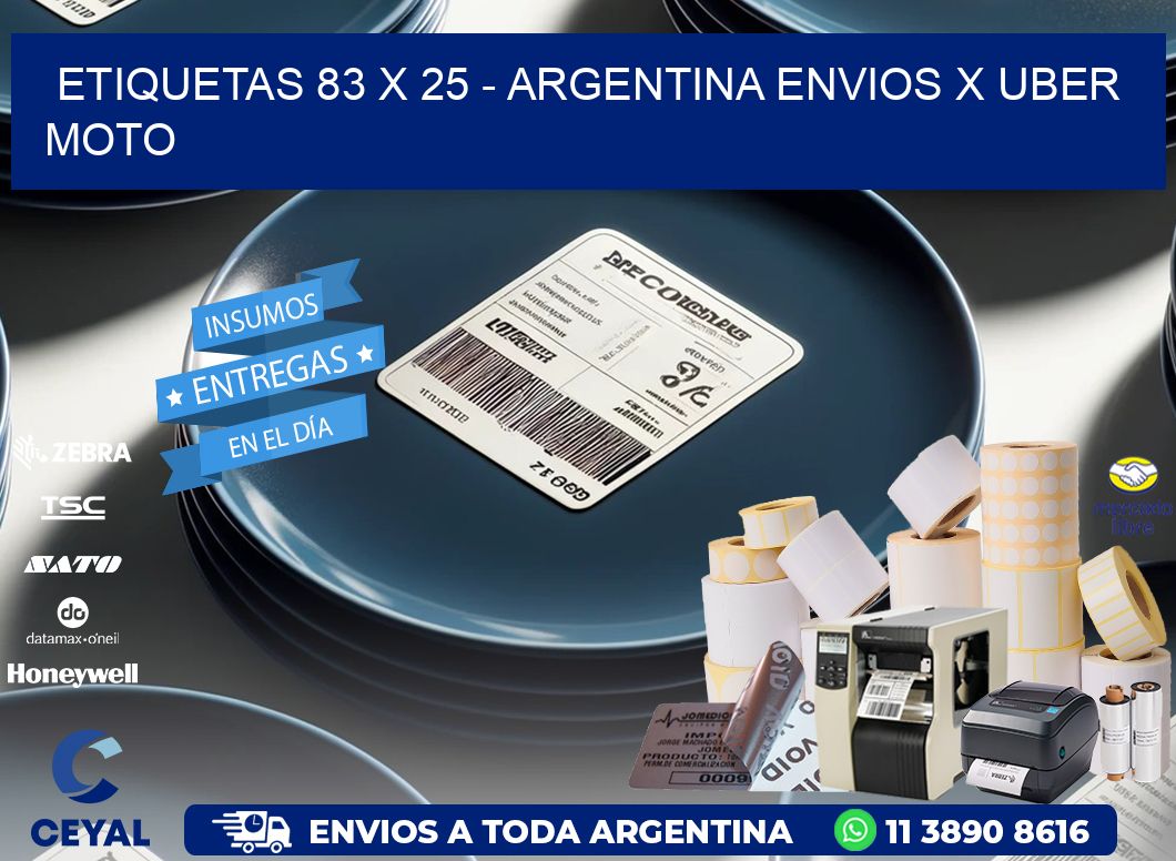 ETIQUETAS 83 x 25 - ARGENTINA ENVIOS X UBER MOTO