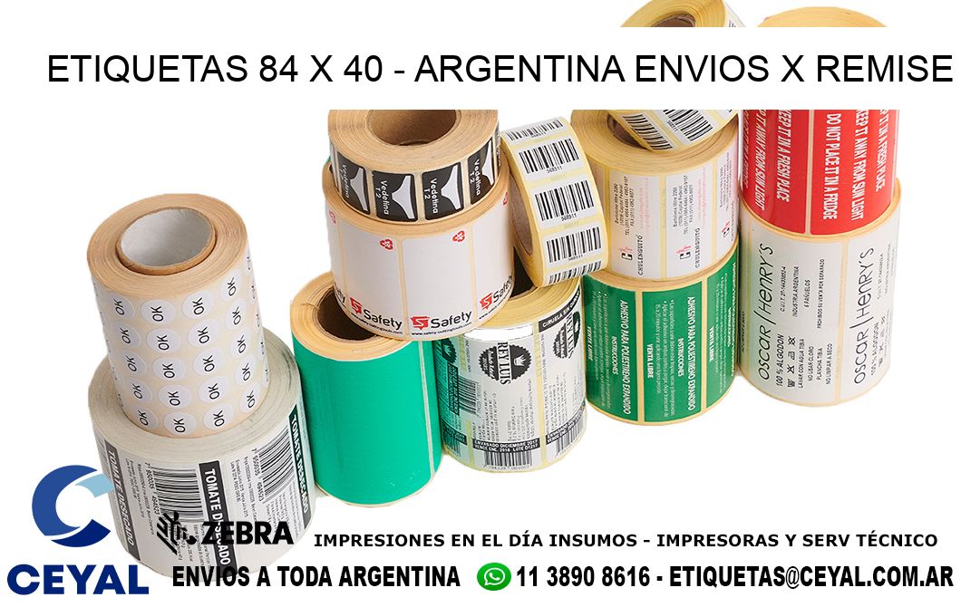 ETIQUETAS 84 x 40 - ARGENTINA ENVIOS X REMISE