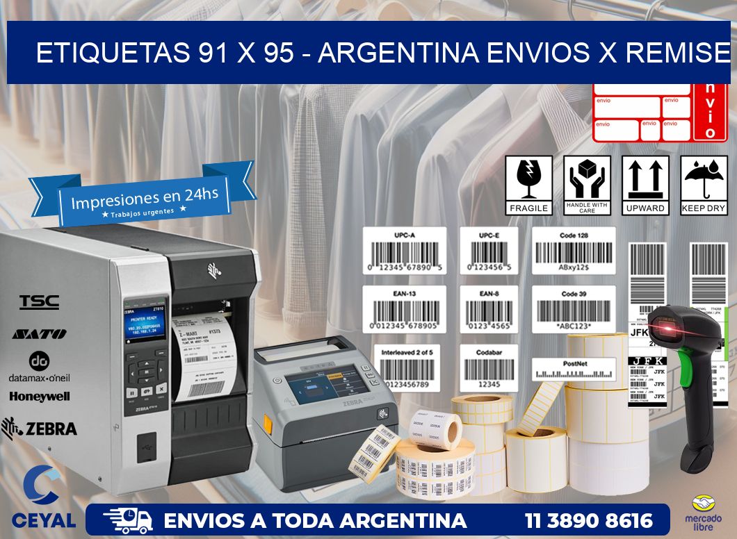 ETIQUETAS 91 x 95 - ARGENTINA ENVIOS X REMISE