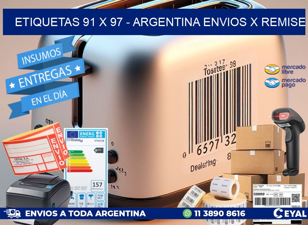 ETIQUETAS 91 x 97 - ARGENTINA ENVIOS X REMISE