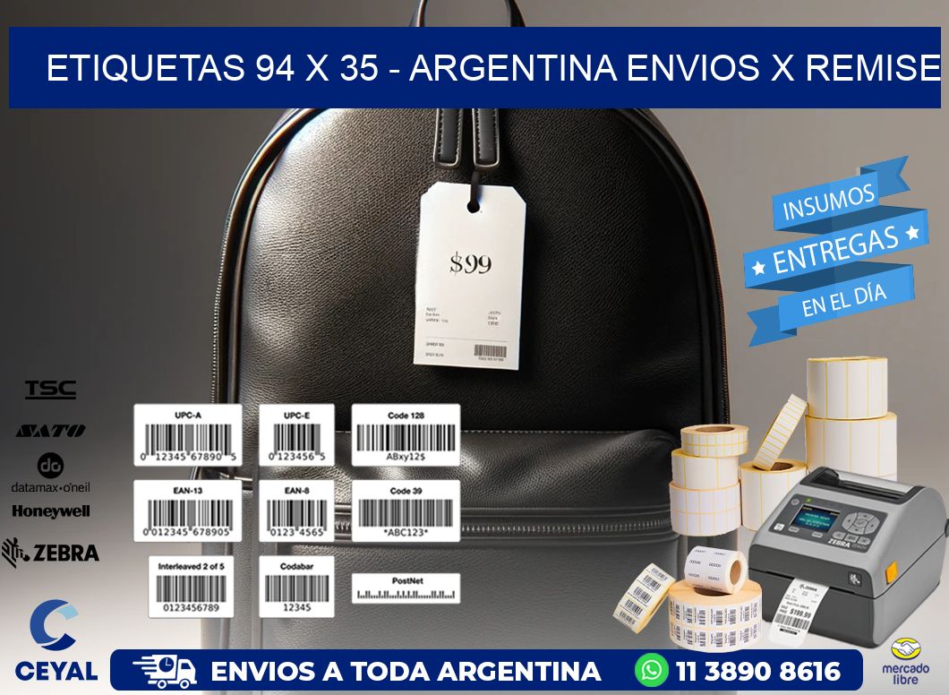 ETIQUETAS 94 x 35 - ARGENTINA ENVIOS X REMISE