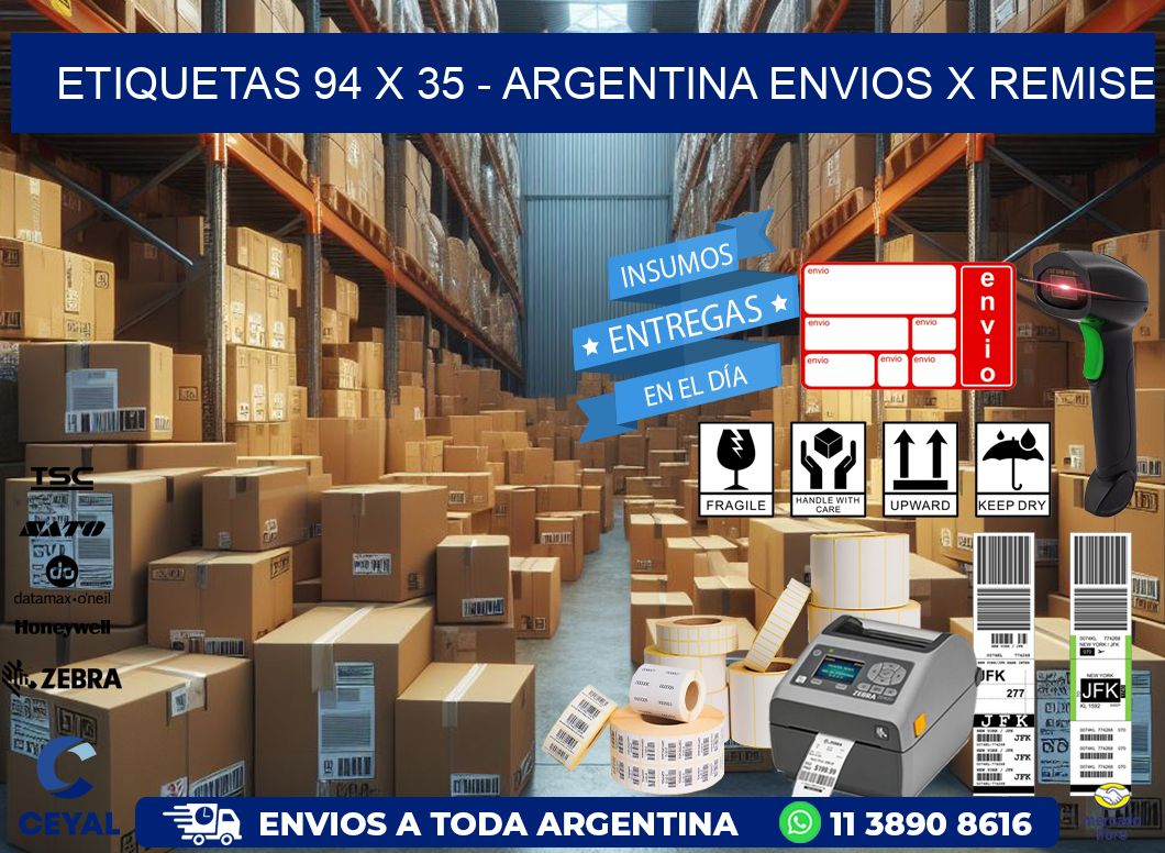 ETIQUETAS 94 x 35 - ARGENTINA ENVIOS X REMISE