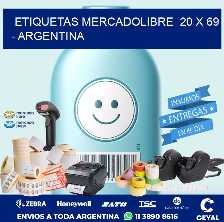 ETIQUETAS MERCADOLIBRE  20 x 69 - ARGENTINA