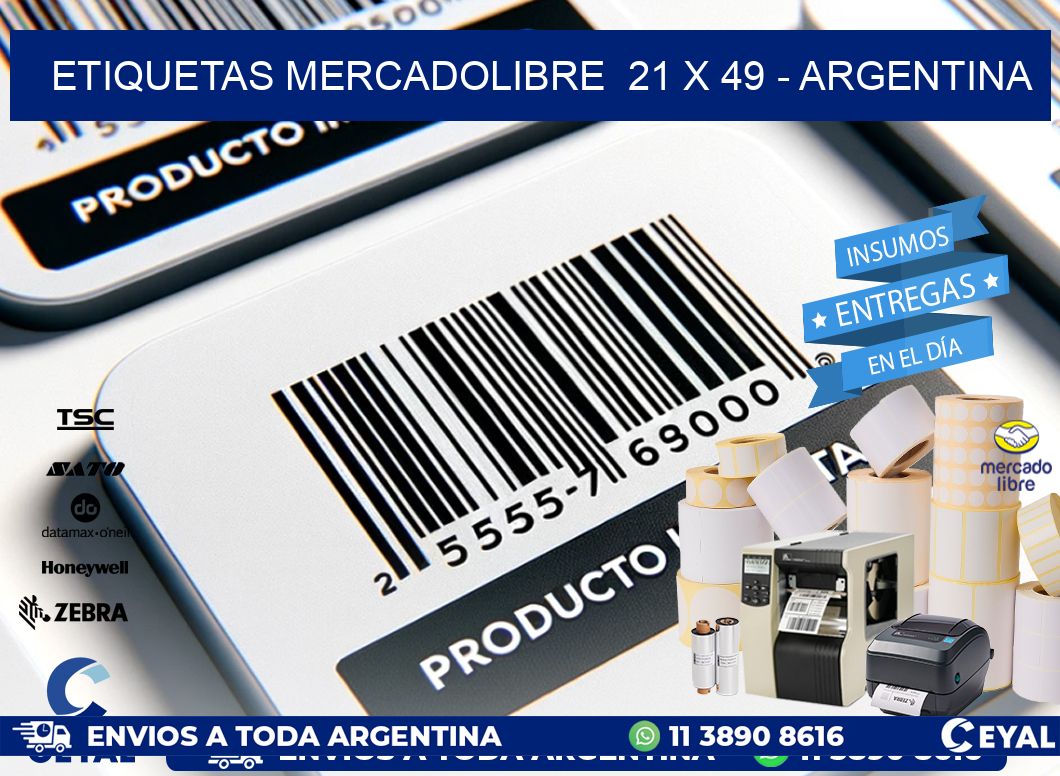 ETIQUETAS MERCADOLIBRE  21 x 49 - ARGENTINA