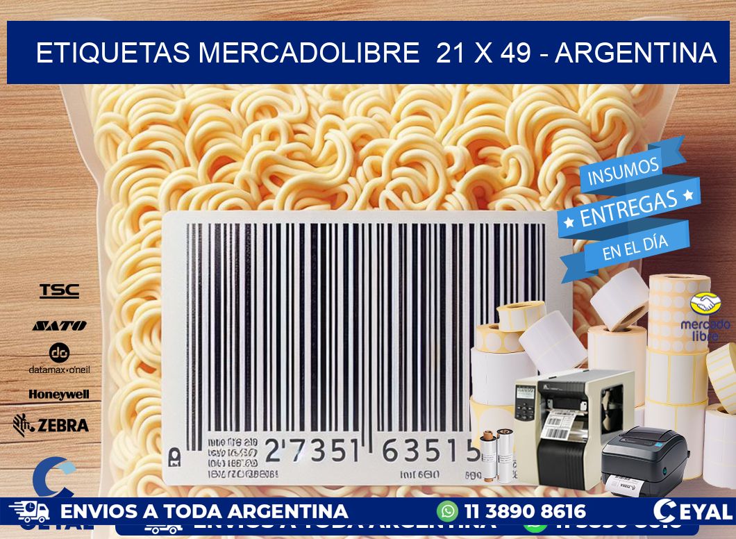 ETIQUETAS MERCADOLIBRE  21 x 49 - ARGENTINA