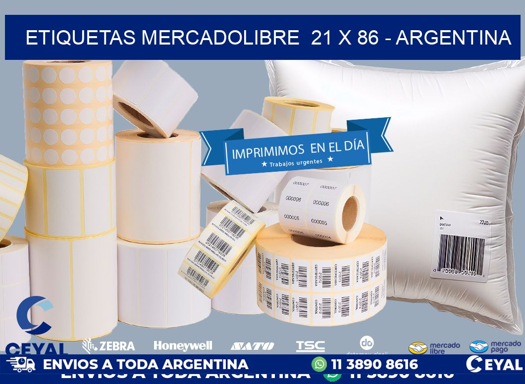 ETIQUETAS MERCADOLIBRE  21 x 86 - ARGENTINA