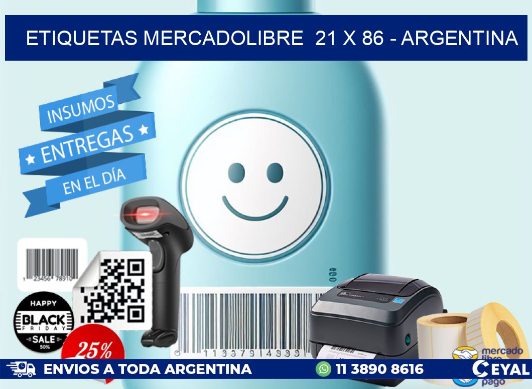 ETIQUETAS MERCADOLIBRE  21 x 86 - ARGENTINA