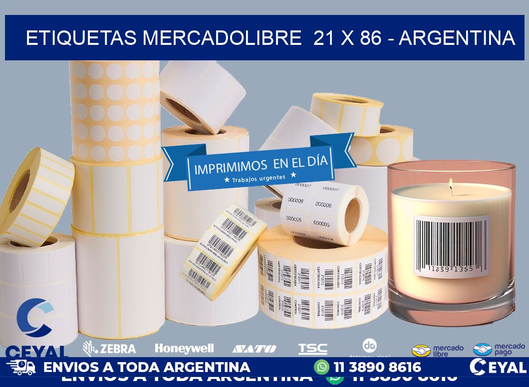 ETIQUETAS MERCADOLIBRE  21 x 86 - ARGENTINA