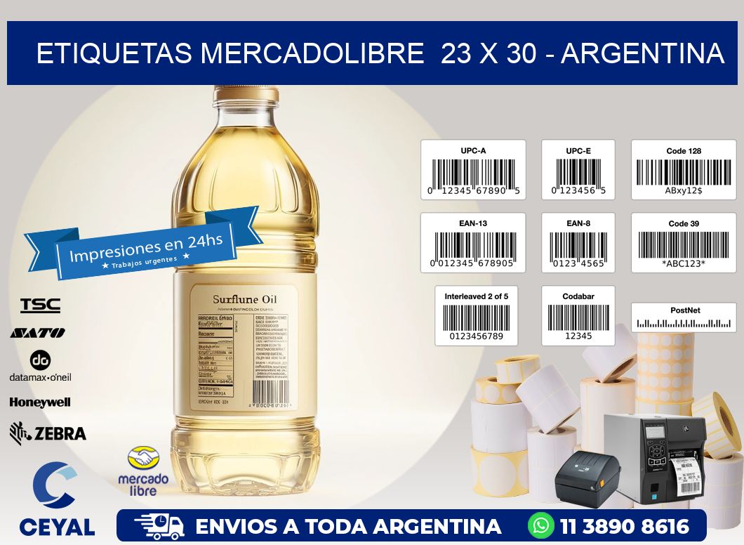 ETIQUETAS MERCADOLIBRE  23 x 30 - ARGENTINA