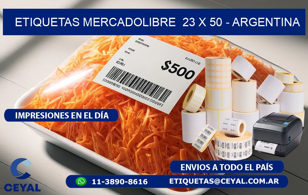 ETIQUETAS MERCADOLIBRE  23 x 50 - ARGENTINA