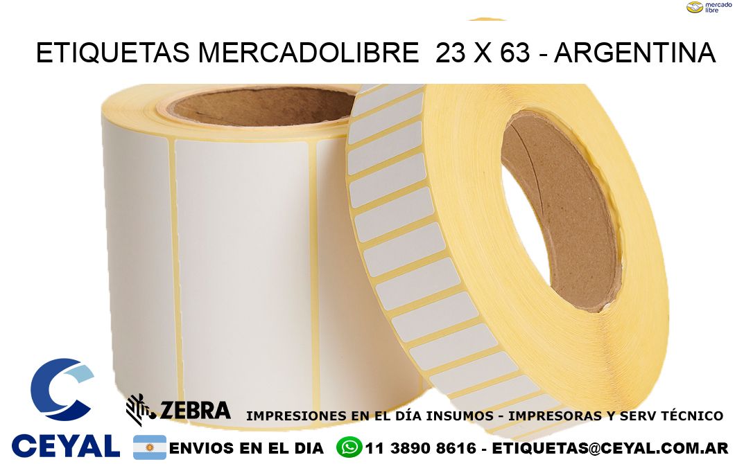 ETIQUETAS MERCADOLIBRE  23 x 63 - ARGENTINA