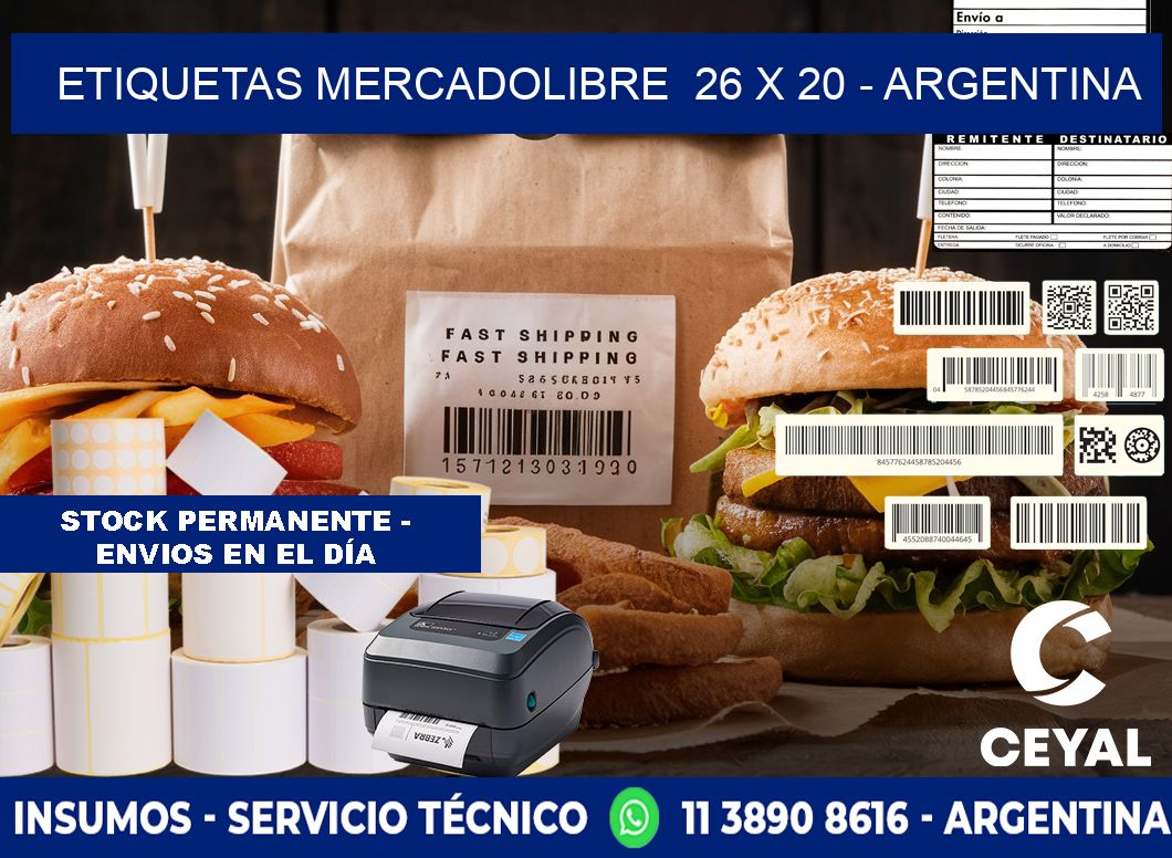 ETIQUETAS MERCADOLIBRE  26 x 20 - ARGENTINA